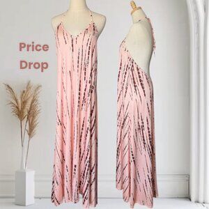 Super Sexy Boho Flowing Fly Away Hater Tie Backless Hi Lo Tie Dye Maxi Dress